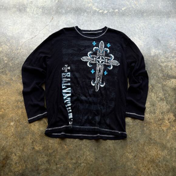 Vintage Y2K MMA Style Waffle‎ Thermal T-shirt - Picture 1 of 4
